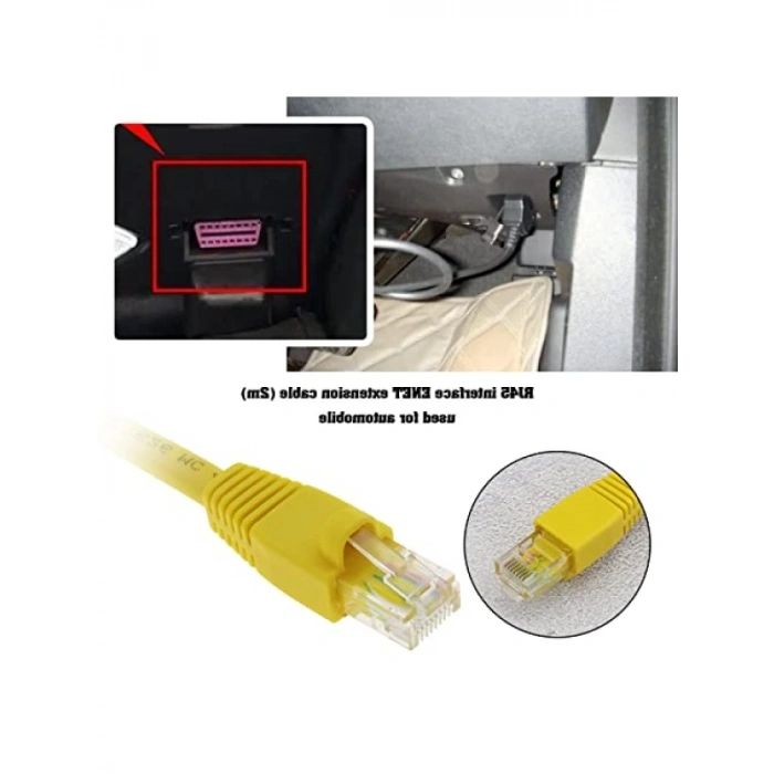 OBD2 RJ45 Ethernet Kablosu - 2 Metre Uzunluk ile Araç Teşhisi İçin
