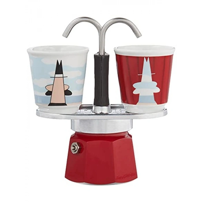 Ocak Üstü Espresso Pişirici ve 2 Fincan Seti, Mini Boy