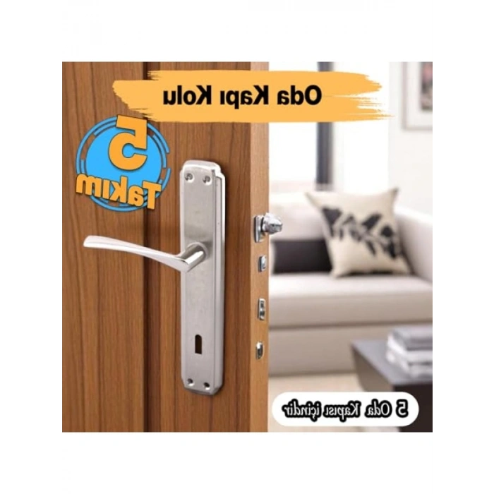 Oda Kapı Kolu Seti - 5 Takım, İnox Aynalı