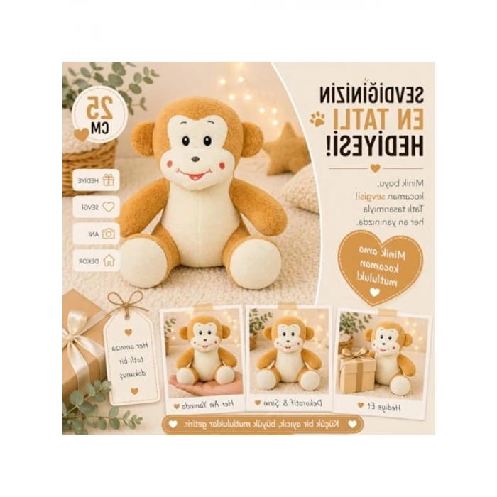 Ofis HEdiyesi Eşek 20-25 cm Figürlü Pelüş Ayıcık, 20 cm Teddy Bear,Sevgiliye Hediye,Ayı Teddy,Peluş Ayıcık,Plush Toys, (maymun)