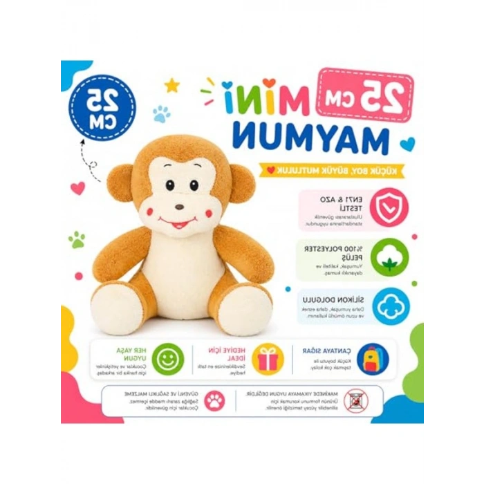 Ofis HEdiyesi Eşek 20-25 cm Figürlü Pelüş Ayıcık, 20 cm Teddy Bear,Sevgiliye Hediye,Ayı Teddy,Peluş Ayıcık,Plush Toys, (maymun)