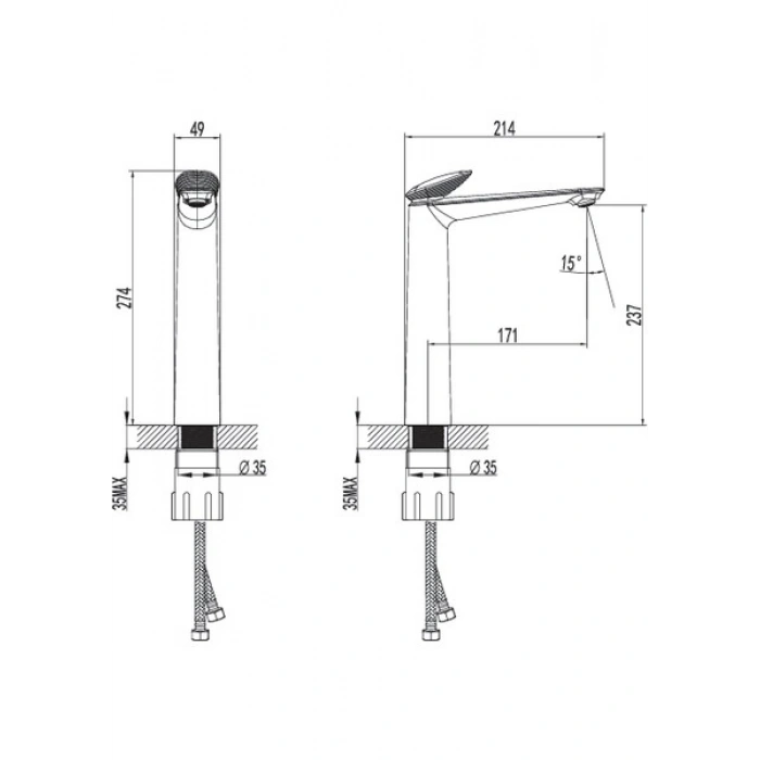 Olive Rose Çanak (Yüksek Tip) Lavabo Bataryası