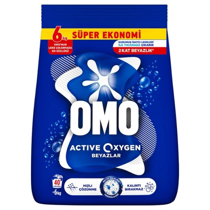 OMO Active Oxygen Beyaz Çamaşırlar İçin Toz Deterjanı 6 KG