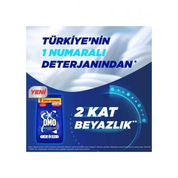 OMO Active Oxygen Beyaz Çamaşırlar İçin Toz Deterjanı 9 KG