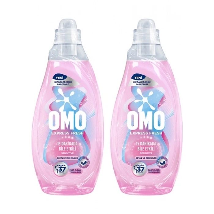 Omo Express Fresh Sensitive Beyaz ve Renkliler Sıvı Çamaşır Deterjanı 1480ML X2