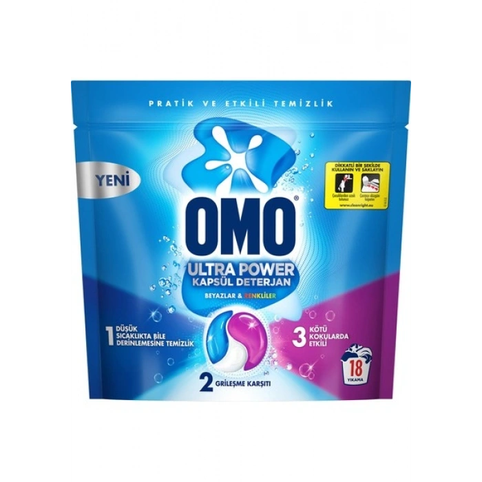 Omo Ultra Power Kapsül Çamaşır Deterjanı 18 Yıkama