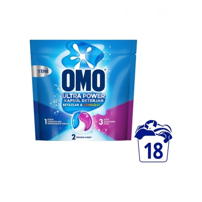 Omo Ultra Power Kapsül Çamaşır Deterjanı 18 Yıkama