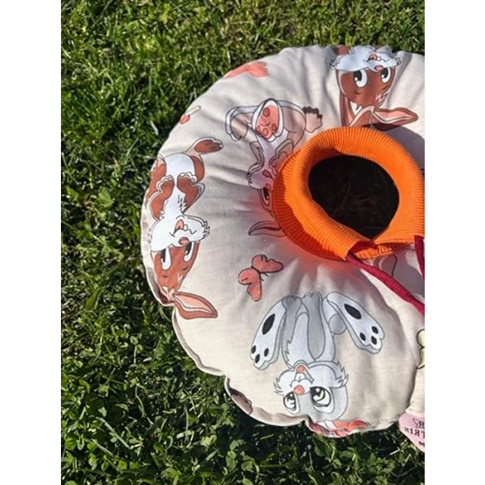 Operasyon Sonrası Kedi Boyunluk, Turuncu Tavşan Desenli, Orta Boy