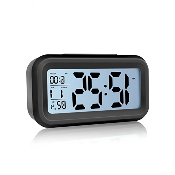 Optik Masaüstü Saat - Takvim ve Termometre Özellikli Siyah