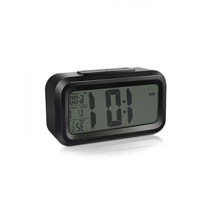 Optik Masaüstü Saat - Takvim ve Termometre Özellikli Siyah