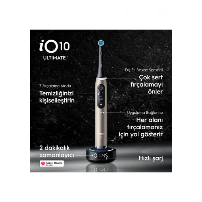 Oral-B Io 10 Şarjlı Diş Fırçası - Gold Renk, Bluetooth Özellikli ve 7 Fırçalama Modu