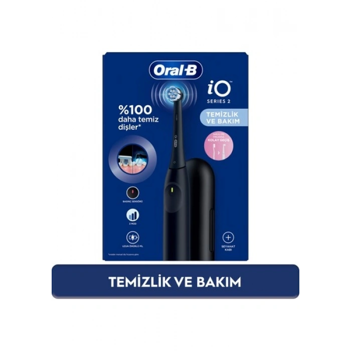 Oral-B iO 2 Şarjlı Diş Fırçası - Siyah, Seyahat Kabı ile