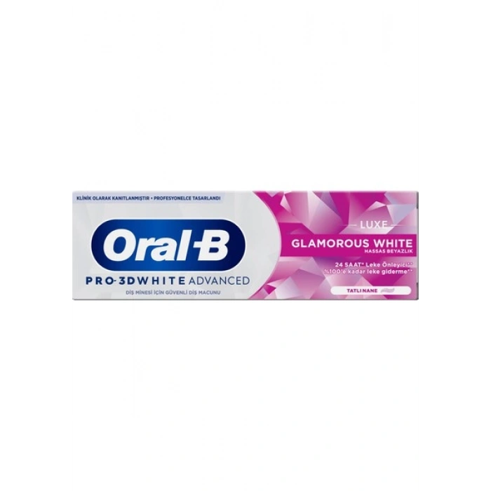 Oral-B Pro 3D White Advanced Luxe Glamorous White Diş Macunu 75 ml Nane Aromalı Beyazlatıcı