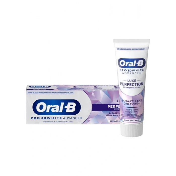 Oral-B Pro 3D White Advanced Luxe Perfection Nane Aromalı Diş Macunu 75 ml Florürlü Özellikli