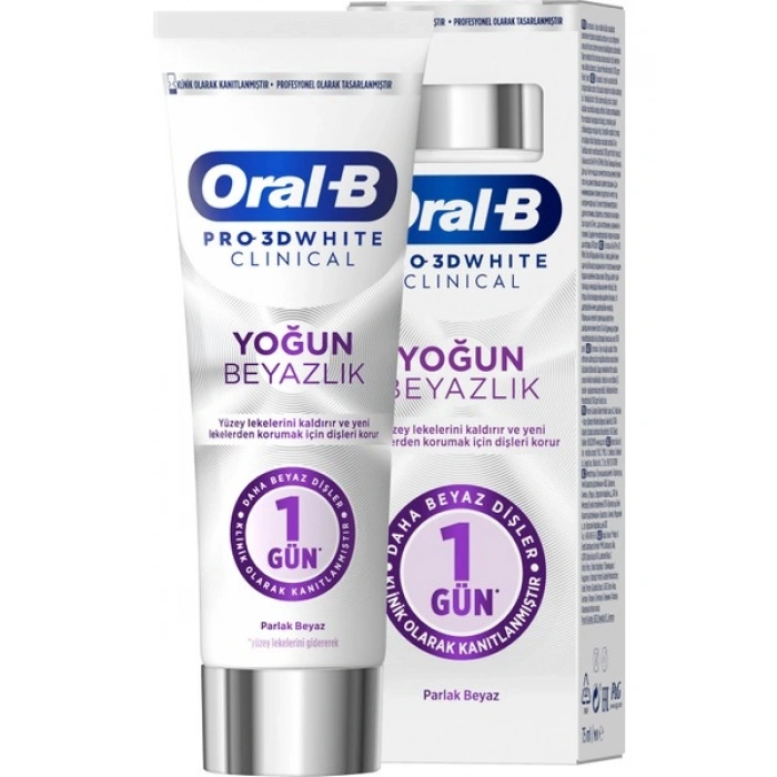 Oral-B Pro 3D White Clinical Yoğun Beyazlık Parlak Beyaz Diş Macunu 75 ml