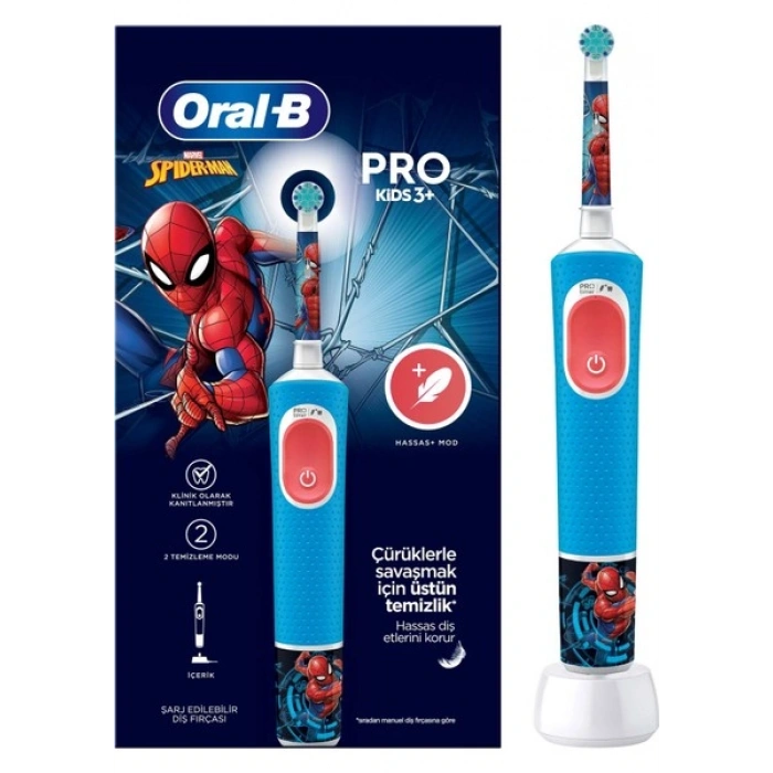 Oral-B Vitality Pro Spiderman Özel Seri Çocuklar İçin Şarj Edilebilir Diş Fırçası