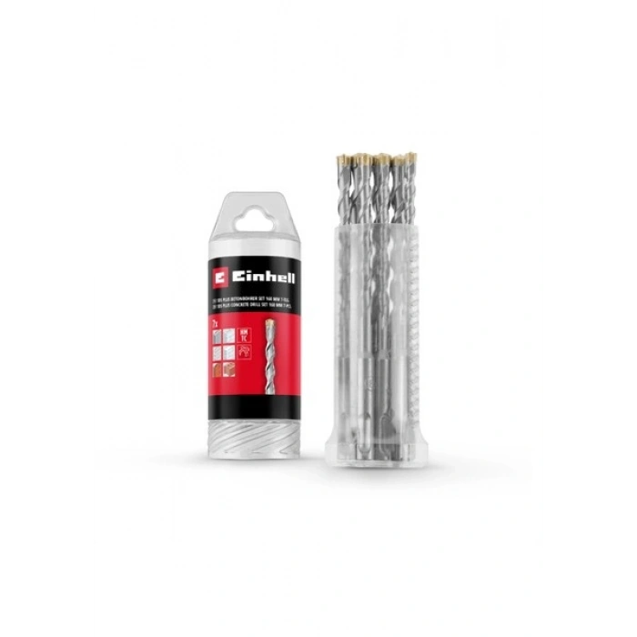 Orijinal Einhell 7 Parça SDS Plus Kırıcı Matkap Ucu Seti, 160 mm, (4 Ağızlı Karbür Plakalı, Merkezleme Uçlu, 40Cr Takım Çeliğinden Üretilmiştir; Tadilat ve Beton Bağlantı İşleri İçin)- 49265510