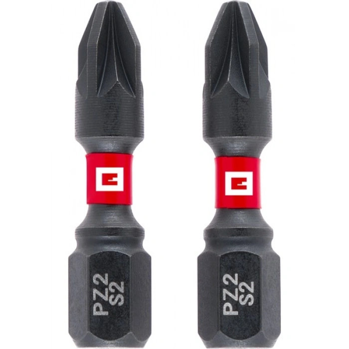 Orijinal Einhell Çift Torsiyonlu Darbeli Bit Seti, 2 Parça, 30 mm, PZ2 (S2 Çelik, Yüksek Dayanıklılık, Çift Torsiyon Etkisi, Kırmızı Renk Halkası, C 6.3 Sap) - 49132050