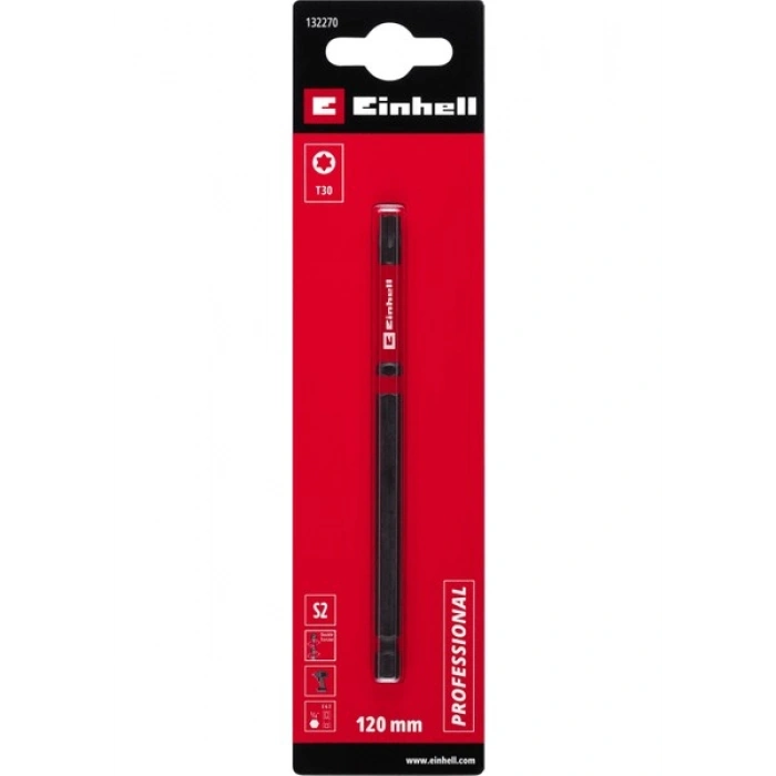 Orijinal Einhell Darbeli Bit – Çift Torsiyonlu, 120 mm, T30 (S2 Çelik, Yüksek Dayanıklılık, Çift Torsiyon Etkisi, Kırmızı Renk Halkası, E 6.3 Sap) - 49132270
