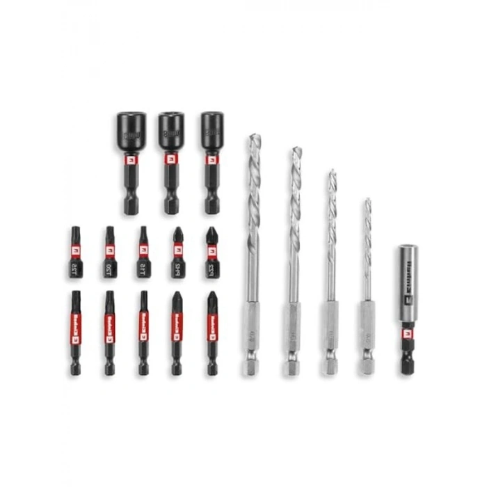 Orijinal Einhell S-CASE 18 parça darbeye dayanıklı aksesuar seti (25 mm bitler, 50 mm bitler, 60 mm bit tutucu, lokma adaptörü, metal delme ucu ve saklama kutusu dahil) - 49108709
