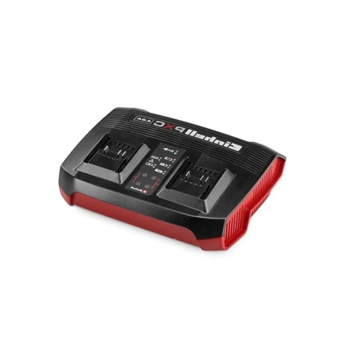 Orijinal Einhell şarj cihazı Power X-change çift şarj cihazı 4 Ah Power X-Change (18 V, 2 x 18 V akülerin eş zamanlı şarj edilmesi, sürekli akü izleme, şarj yönetim sistemi, Yenileme modu)