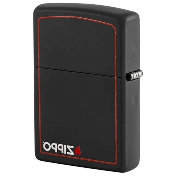 Orijinal Zippo çakmak Black Matte with BORDER & logo