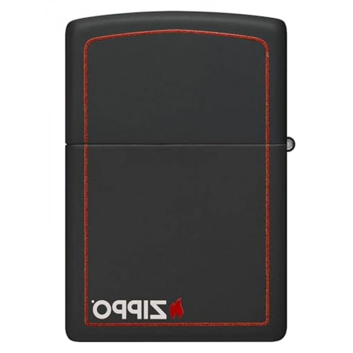 Orijinal Zippo çakmak Black Matte with BORDER & logo