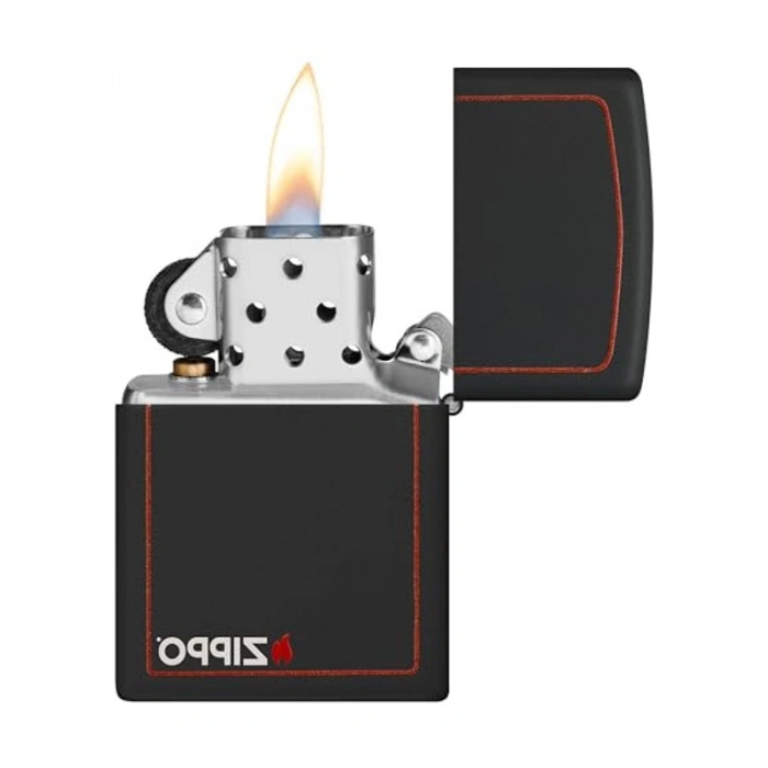 Orijinal Zippo çakmak Black Matte with BORDER & logo
