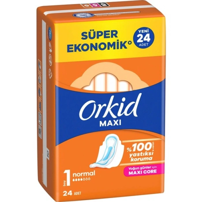 Orkid Maxi Normal Süper Ekonomik Paket Hijyenik Ped 24 Adet