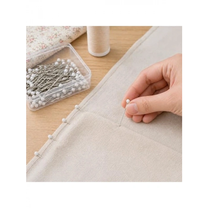 Orret Home 100 Adet Toplu İğne Başörtü İğnesi 3 cm Düz Başlı Dikiş İğnesi Terzilik Kumaş Sabitleme İğnesi Paslanmaz Çelik Toplu İğne Seti (Beyaz)