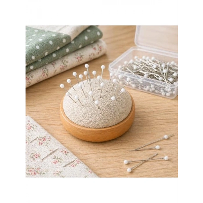 Orret Home 100 Adet Toplu İğne Başörtü İğnesi 3 cm Düz Başlı Dikiş İğnesi Terzilik Kumaş Sabitleme İğnesi Paslanmaz Çelik Toplu İğne Seti (Beyaz)