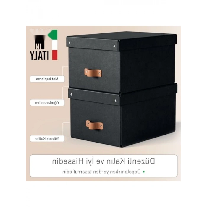 Orta Boy Siyah Puro Saklama Kutusu - 2li Set