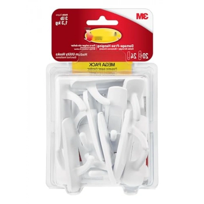 Orta Boyutlu Beyaz Utility Kanca Mega Paket - 20 Adet