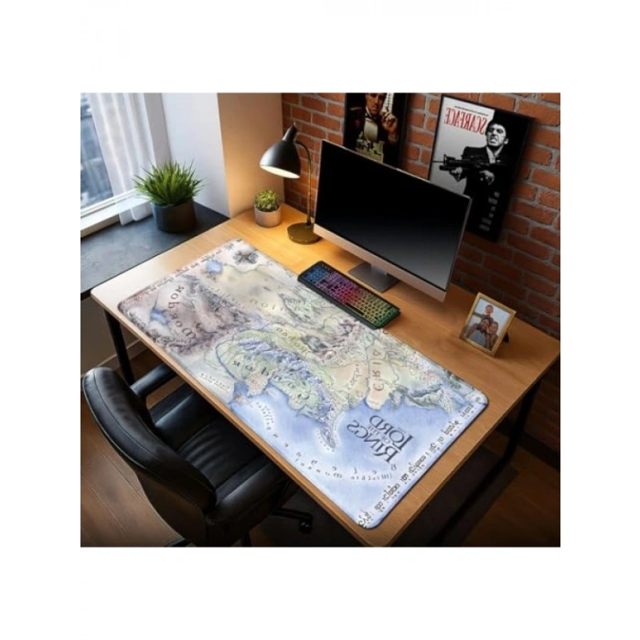Orta Dünya Temalı Kaymaz Oyun Klavye Mouse Pad - 80x40cm