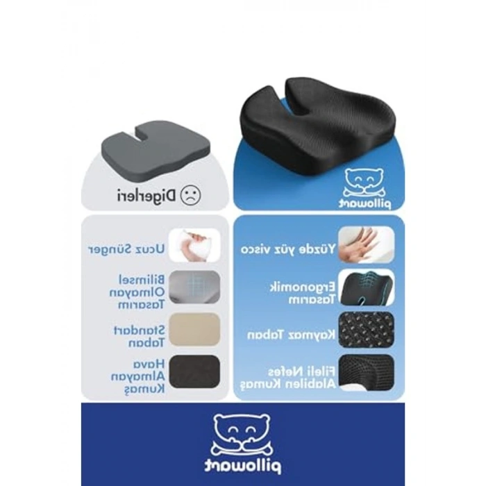 Ortopedik Oturma Minderi, Visco Malzeme, Çok Amaçlı Kullanım