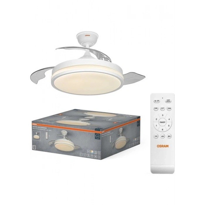 Osram Ceiling Coromuel 60W 3000K/4000K/6500K 2600LM Dim Edilebilir Açılır Kapanır Pervane Kumandalı Beyaz Tavan Vantilatörü