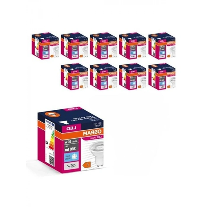 Osram Led Ampul Seti, 10lu, 4.5W Soğuk Beyaz, GU10