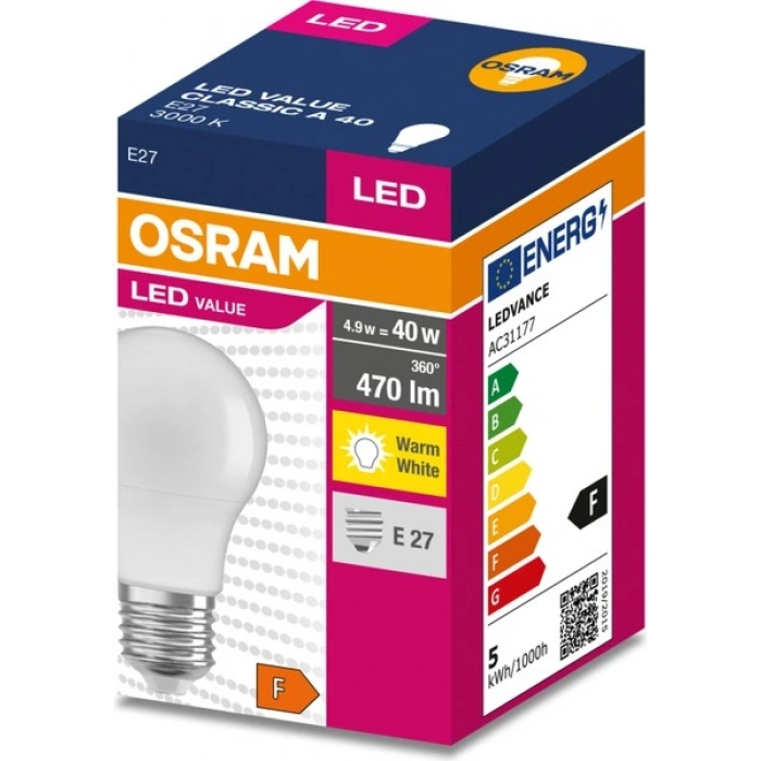 Osram LED Lamba 4,9 W Sarı Işık E27