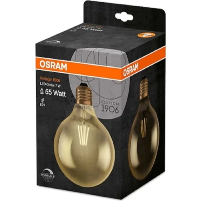 Osram Vintage 1906 Globe 7W Sarı Işık E-27 725lm Led Ampul