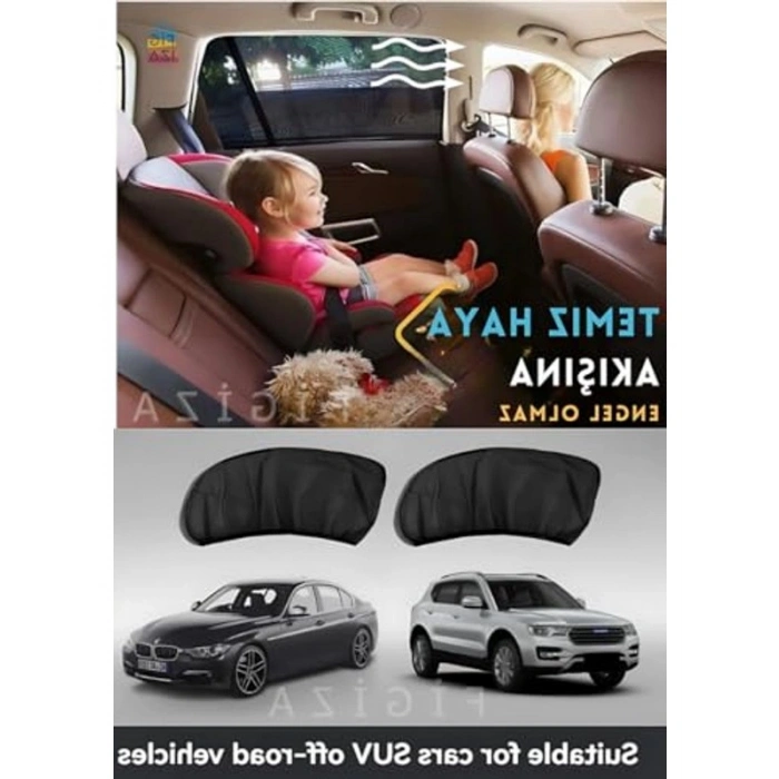 Oto Arka Yan Cam Güneşlik Perde Seti, 2 Adet ile Araç Koruma