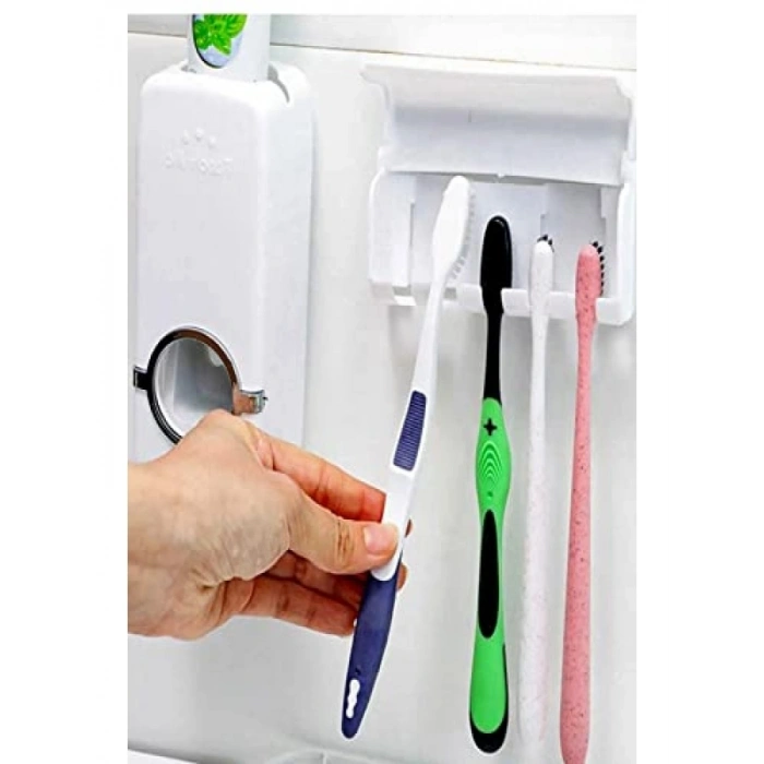 Otomatik Diş Macunu Sıkacağı ve 5li Fırça Tutucu