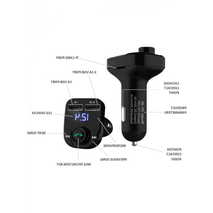 Otomatik Frekans Tanımalı Bluetooth FM Radyo Transmitter