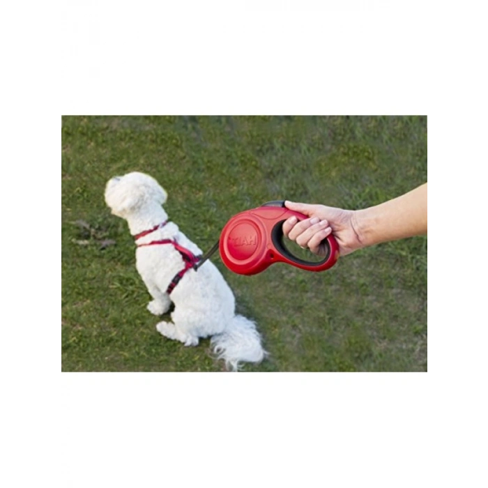 Otomatik Makaralı Tasma Kayışı, M Boy Kırmızı, 3 m