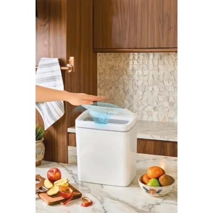 Otomatik Sensörlü Banyo Çöp Kovası, 11 Litre, Beyaz