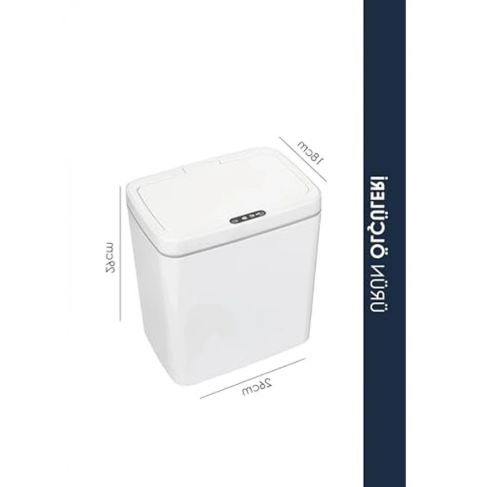 Otomatik Sensörlü Banyo Çöp Kovası, 11 Litre, Beyaz