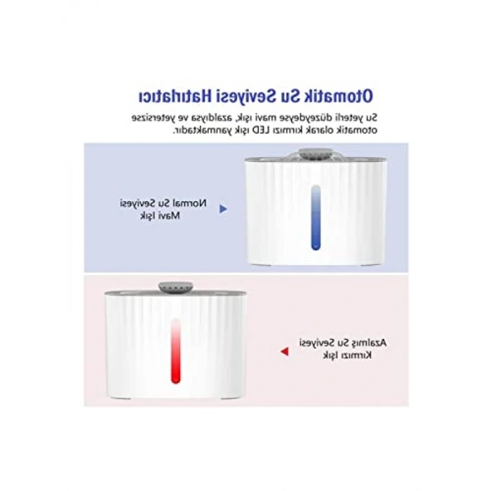 Otomatik Su Pınarı - 3 Litre Kapasiteli, LED Işıklı
