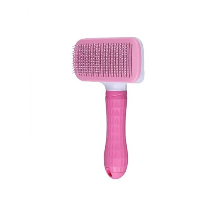 Otomatik tüy temizleme mekanizmalı pembe pet tarak