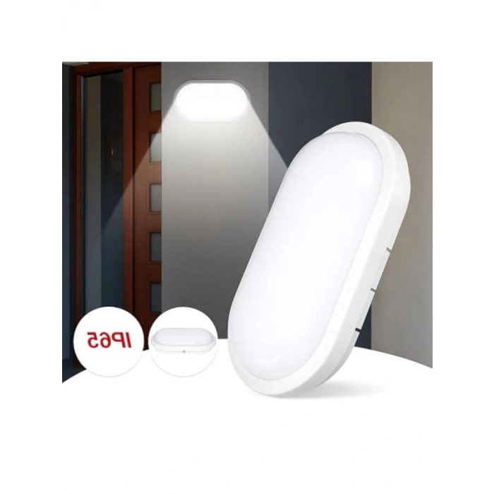 Oval Beyaz LED Tavan ve Duvar Lambası, 15W Güç ve Su Geçirmez Özellik
