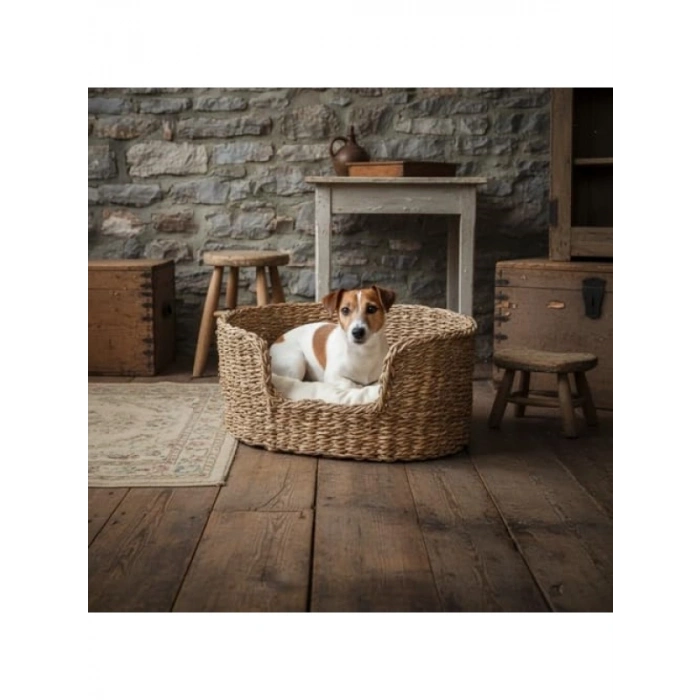 Oval Derin Hasır Kedi ve Köpek Yatağı, 50x40x20 cm