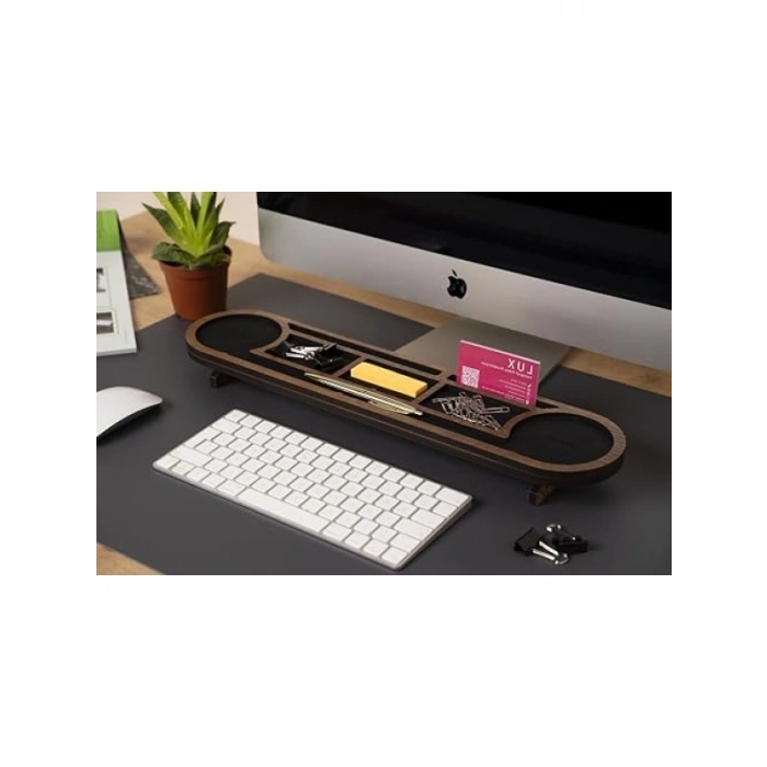 Oval Masaüstü Organizer - Ceviz Renk